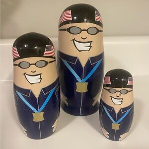 Team USA Olympic Swimming Swimmer Hand-Painted Nesting Dolls Phelps